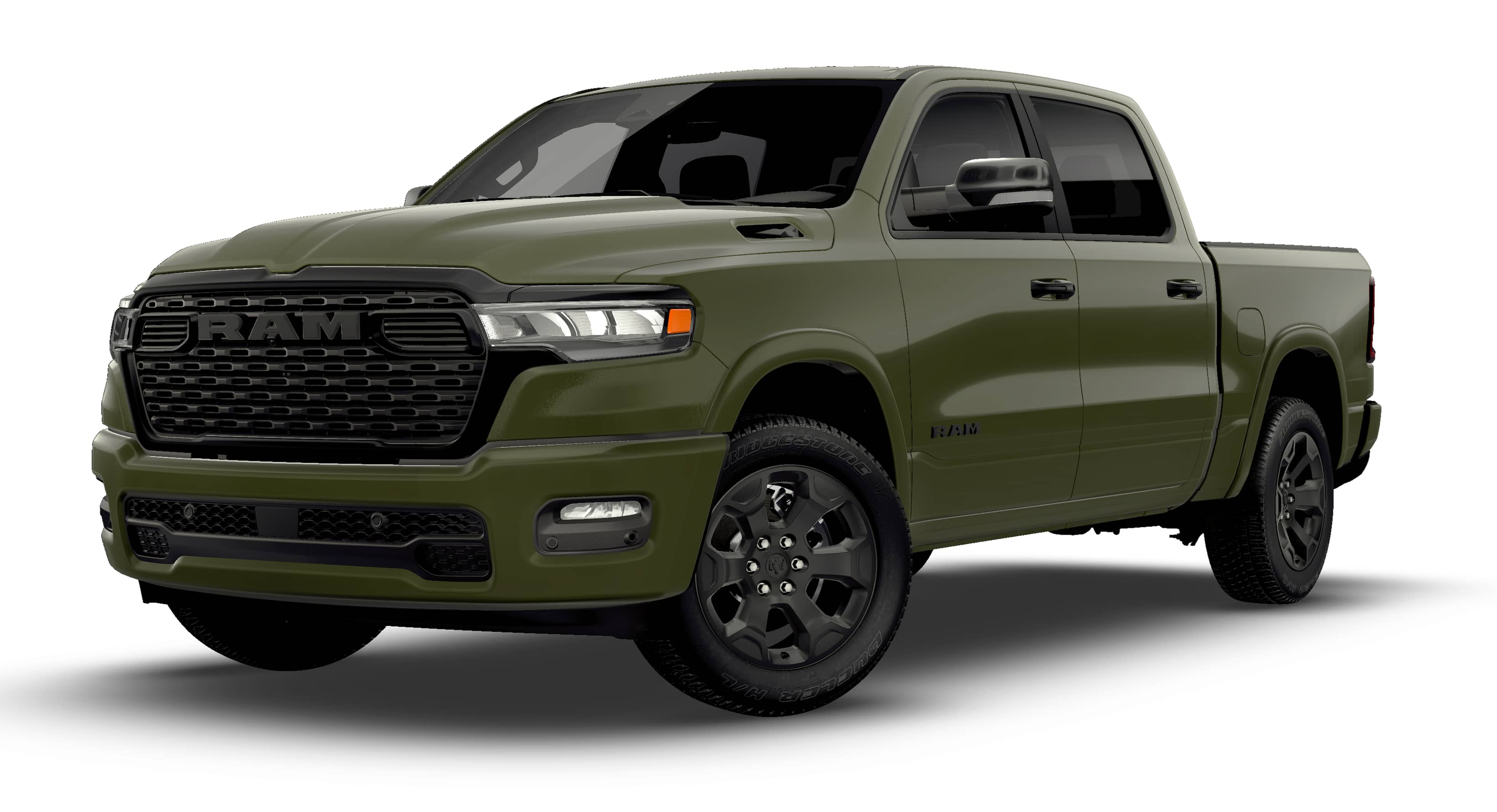 2026 RAM Ram 1500 RAM 1500 BIG HORN CREW CAB 4X4 5'7' BOX in Tank Exterior Paint — front three-quarter view