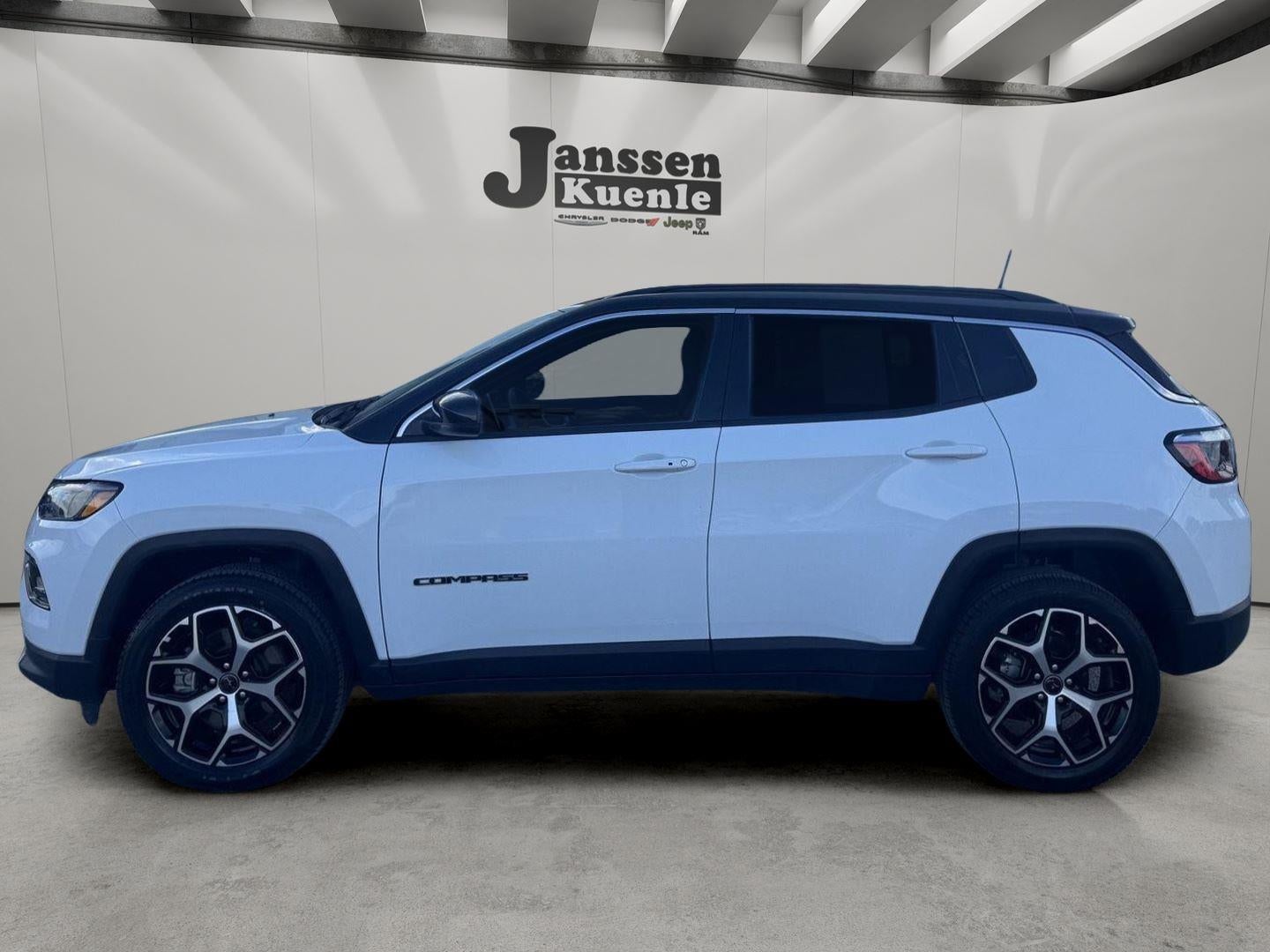 2025 Jeep Compass Limited 4x4 in Bright White Clearcoat — front three-quarter view