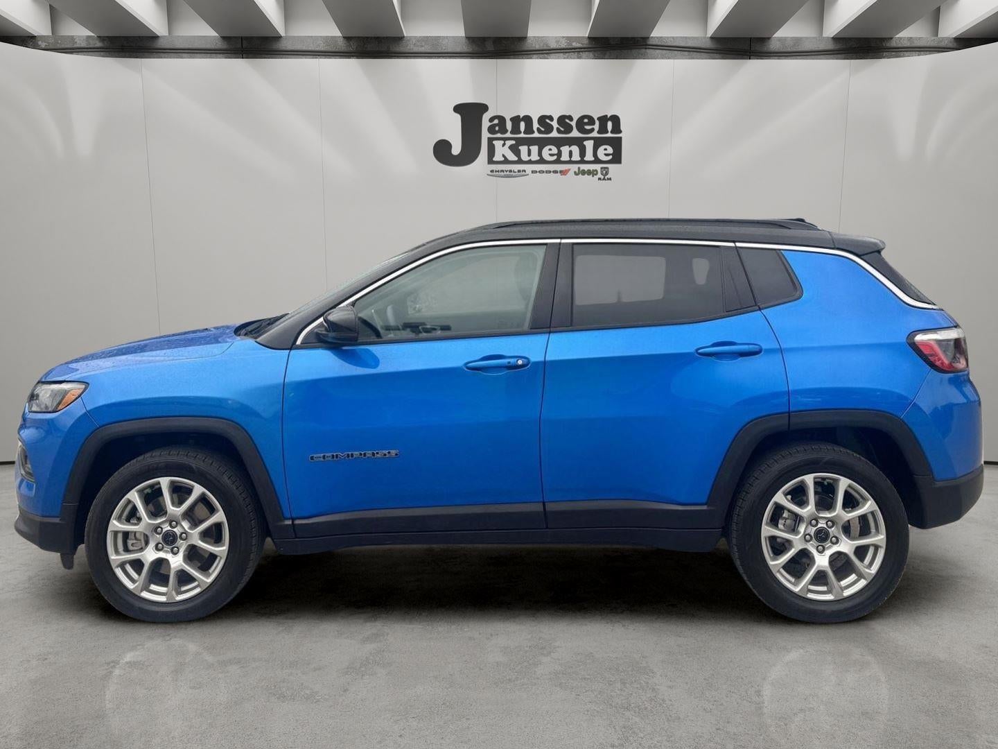 2025 Jeep Compass Limited 4x4 in Hydro Blue Pearlcoat — front three-quarter view