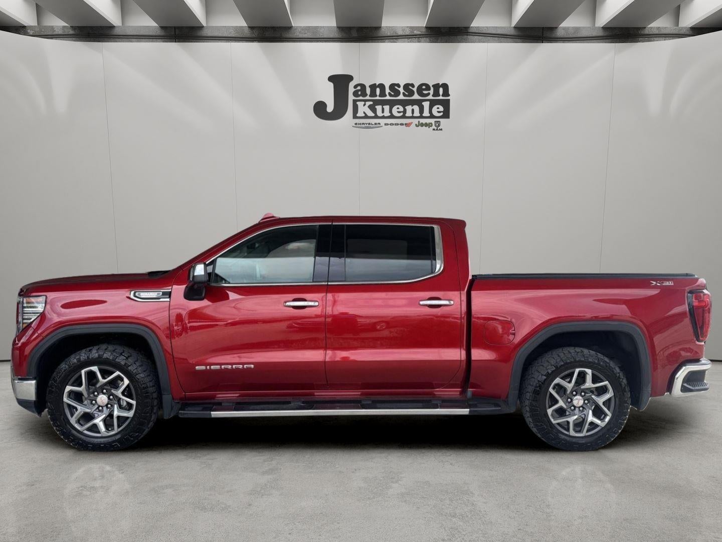 2023 GMC Sierra 1500 4WD Crew Cab Short Box SLT in Volcanic Red Tintcoat — front three-quarter view